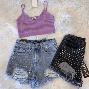 Crop top short jeans set